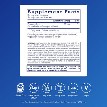 Pure Encapsulations Pregnenolone 10 mg, 60 Capsules