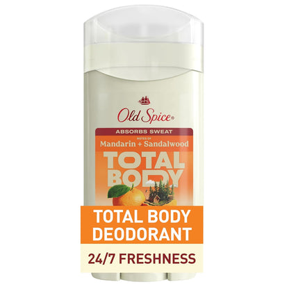 Old Spice Whole Body Deodorant Stick for Men, Aluminum Free, Mandarin + Sandalwood Scent, 24/7 Odor Protection, 24/7 Freshness, Dermatologist Tested, Gentle on Skin, Safe to Use All Over, 3.0 oz