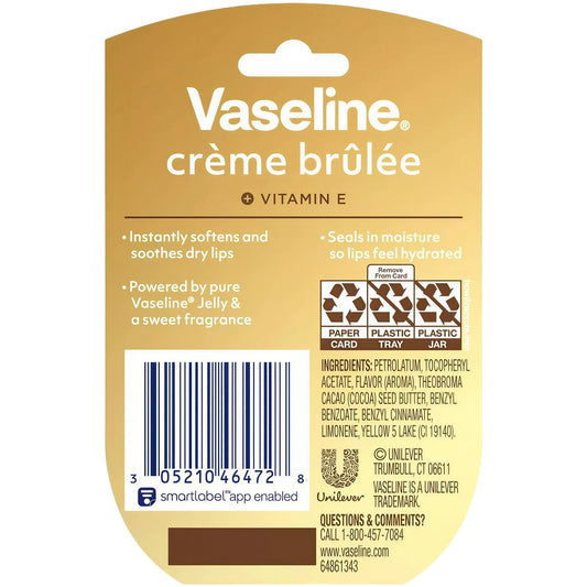Vaseline Lip Therapy Creme Brulee Mini 12-Pack – Moisturizing Lip Balm for Soft, Smooth Lips, 0.25 Oz Ea