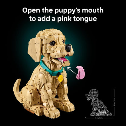 LEGO Icons Golden Retriever Puppy Building Set for Adults, Ages 18+ - Gift for Birthdays - Decor for Home, Bedroom, or Book Shelf - Posable Dog Figure - 11384