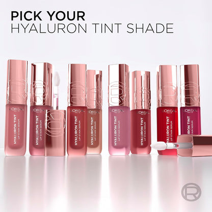 L'Oreal Paris Hyaluron Tint Lip Stain Serum, Long Lasting, Hydrating Lip Makeup Infused with Hyaluronic Acid, 217 Smoky Mauve (Dusky Pink)