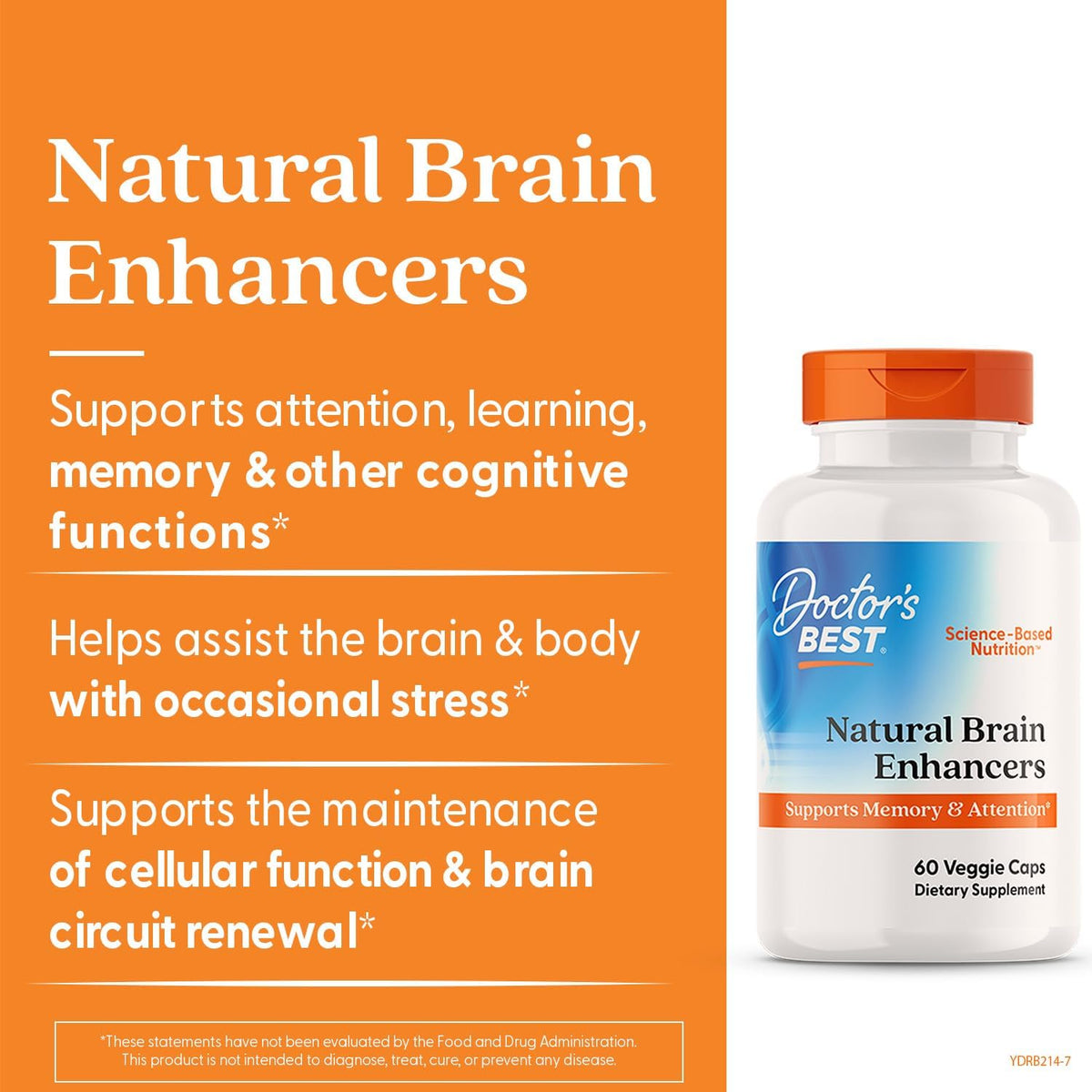 Doctor's BEST Natural Brain Enhancers, Gluten Free, 60 Ct Veg Caps