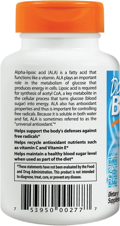 Doctor's BEST Alpha Lipoic Acid Supplement 300mg, Non GMO, 180 Veg Capsules
