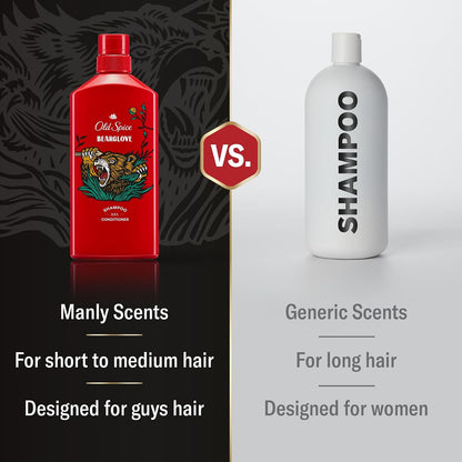 Old Spice Mens 2-in-1 Shampoo and Conditioner Set, Bearglove, For All Hair Types, Healthier, Fuller, More Moisturized Looking Hair, 13.5 fl oz Each (Pack of 6)