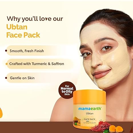 MAMAEARTH Ubtan Face Pack with Turmeric & Saffron 3.5 Oz (100g)