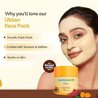 MAMAEARTH Ubtan Face Pack with Turmeric & Saffron 3.5 Oz (100g)