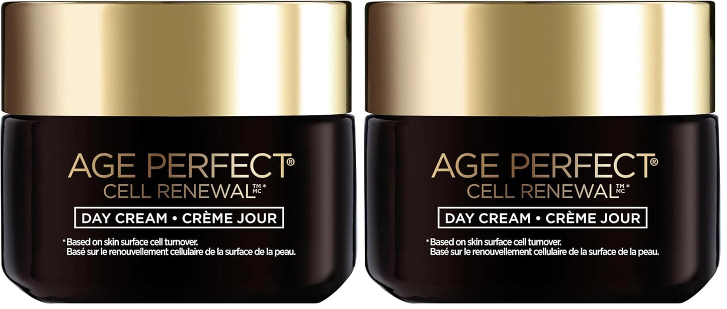 LOreal Paris Age Perfect Cell Renewal Anti-Aging Day Moisturizer with Broad Spectrum SPF 25 Sunscreen,Antioxidants,and Vitamin E 1.7oz,(Pack of 2)