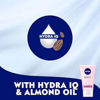 NIVEA Soothing Facial Cleansing Gel Cream for Dry and Sensitive Skin with Almond Oil, Gentle Daily Face Cleanser with Soft Cream Texture, Fresh Skin Feel, 150 ml / 5.07 fl oz