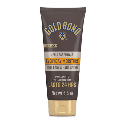 Gold Bond Men's Essentials Everyday Moisture Body & Hand Cream, 6.5 oz. | Daily moisturizing body and hand lotion men, softens dry skin, dermatologist tested for normal to dry skin