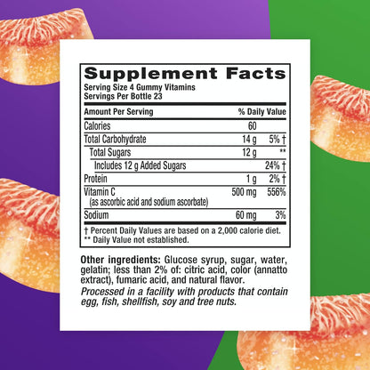 Vitafusion Extra Strength Power C Gummy Vitamins, Tropical Citrus Flavored Immune Support (1) Vitamins, 92 Count (Pack of 2)