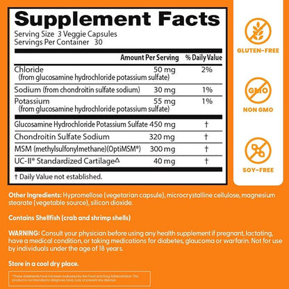 Doctor's Best Glucosamine Chondroitin MSM + UC-II, Non GMO, 90 Veg Capsules
