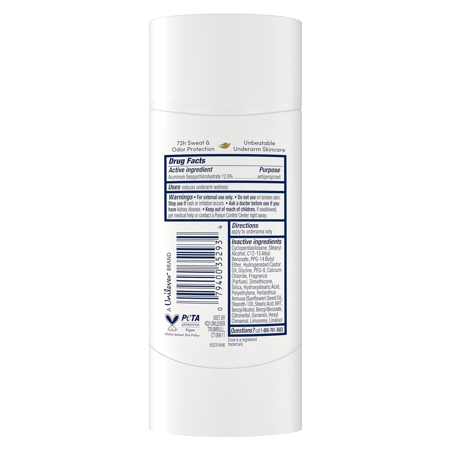Dove Advanced Care Antiperspirant Deodorant Stick Beauty Finish for Helping Repair Skin Barrier After Shaving, with 72-Hour Sweat & Odor Protection, 2.6 oz