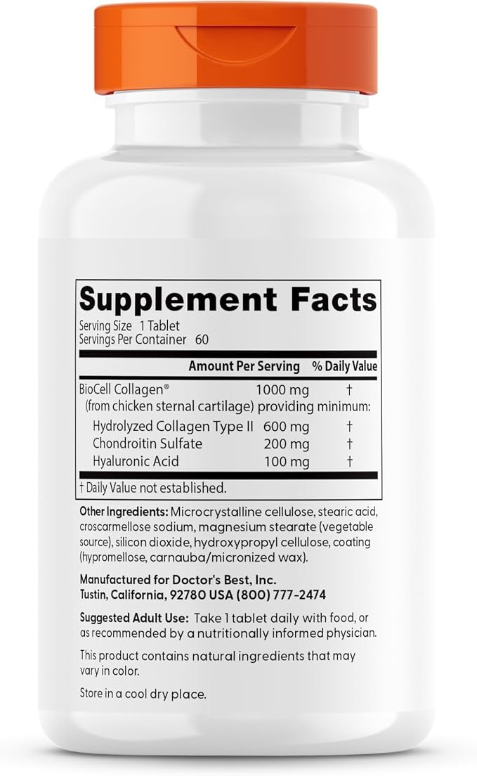 Doctor's Best Hyaluronic Acid with Chondroitin Sulfate, Non-GMO, 60 Tablets
