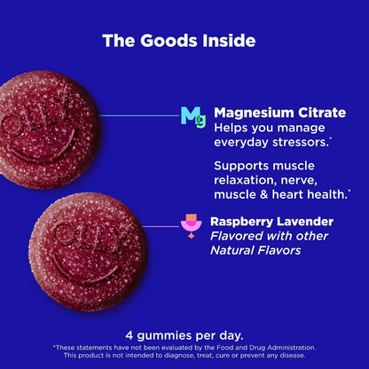 OLLY Relaxing Magnesium Gummies, Supports Muscle Relaxation* - 60 Count