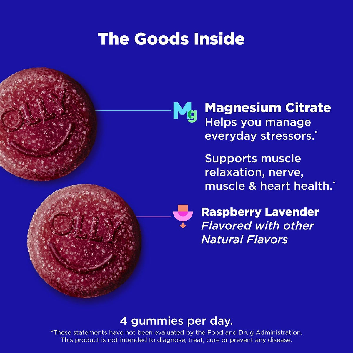 OLLY Relaxing Magnesium Gummies, Supports Muscle Relaxation* - 120 Count