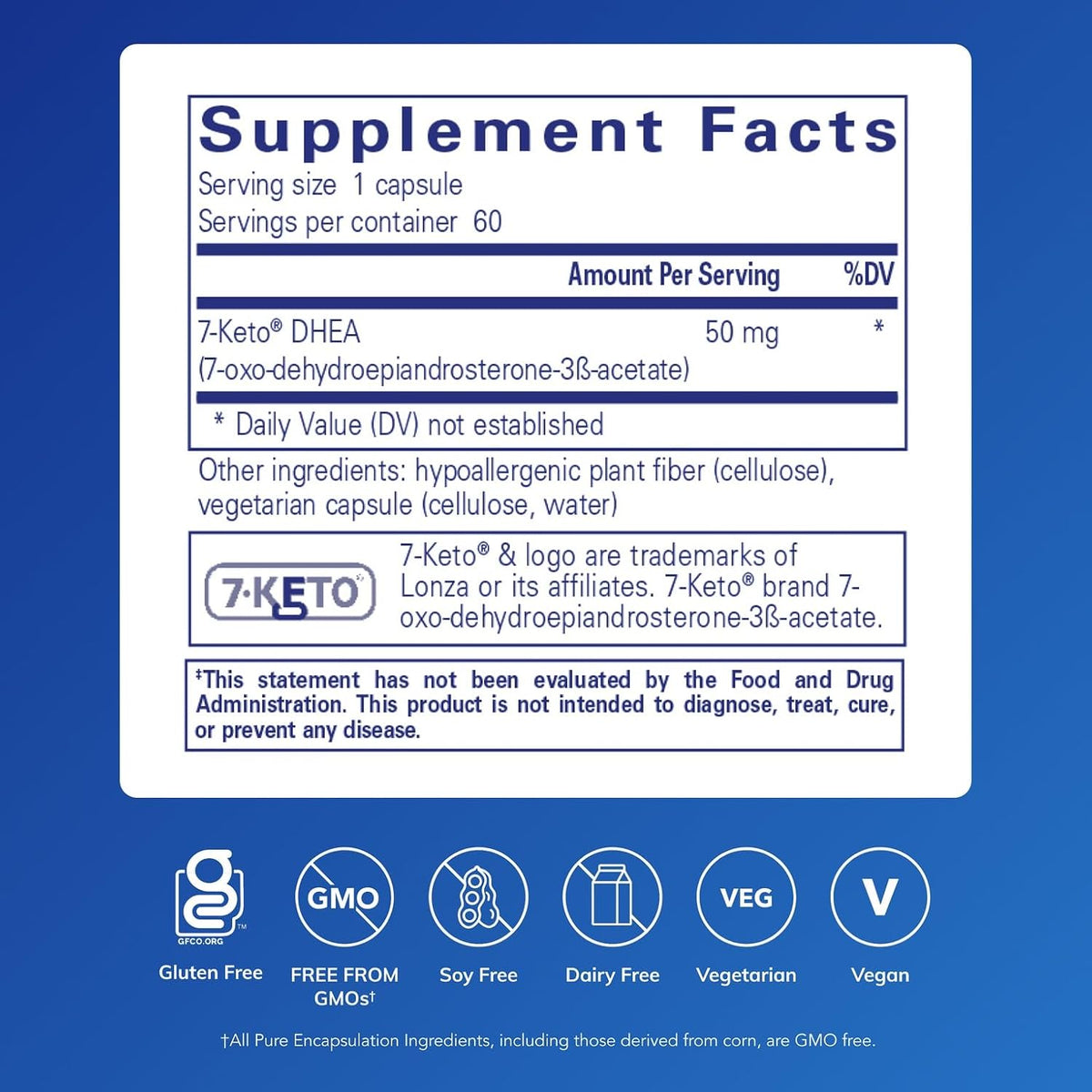 Pure Encapsulations 7-Keto DHEA 50 mg, 60 Capsules