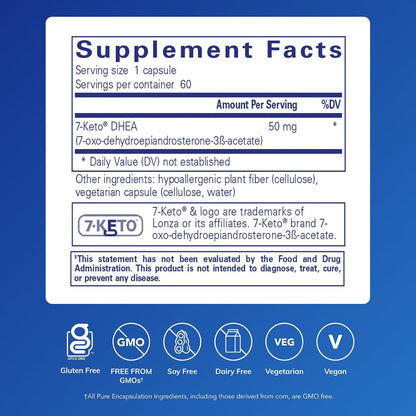 Pure Encapsulations 7-Keto DHEA 50 mg, 60 Capsules
