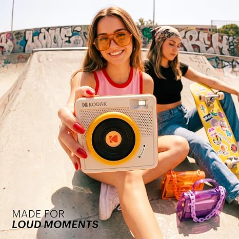 KODAK Spin Portable Wireless Bluetooth Speaker IPX4 Water Resistant 5 Hour Playtime Rechargeable Battery 15M Wireless Range 10W RMS Output 40W Peak Power Compact Speaker