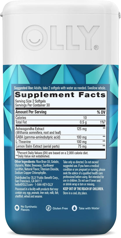 OLLY Ultra Strength Stress Softgels, Stress and Mood Support* - 60 Count