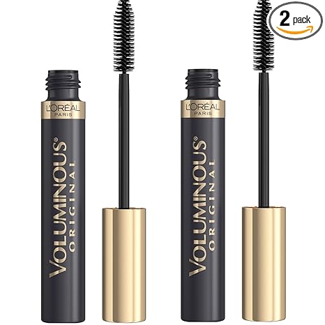 L’Oreal Paris Original Voluminous Mascara, Building Mascara Volume and Length Formula, Washable, Black, 0.26 Fl Oz., 2 Count