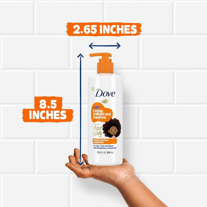 Dove Kids Shampoo & Conditioner Set with Shea Butter & Coconut Oil + 2-in-1 Detangler Spray, “Hair Love” Wavy, Coily, Curly Hair Products for Kids
