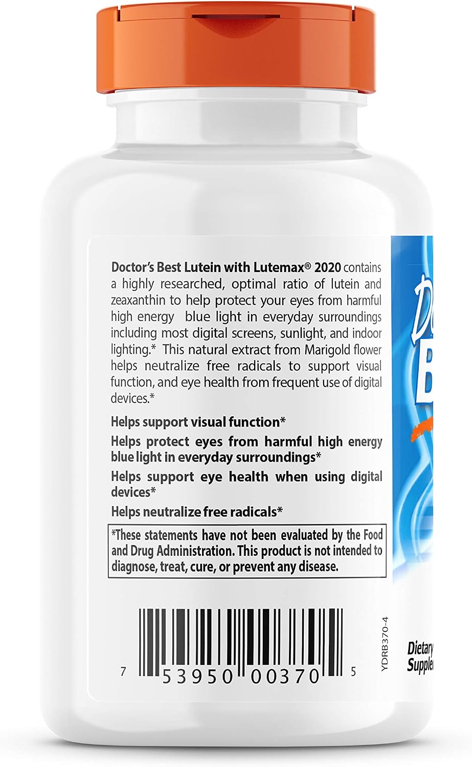 Doctor's Best Lutein Supplement 20mg with Zeaxanthin, 180 Softgels
