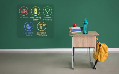 Crayola Kids Crayon Speakers Bluetooth, Portable Bluetooth Speakers | 20W Peak Power HD Sound, Mini Bluetooth Speaker Wireless with TWS Pairing BT 5.3, FM Radio Home/Party/Outdoor/Travel