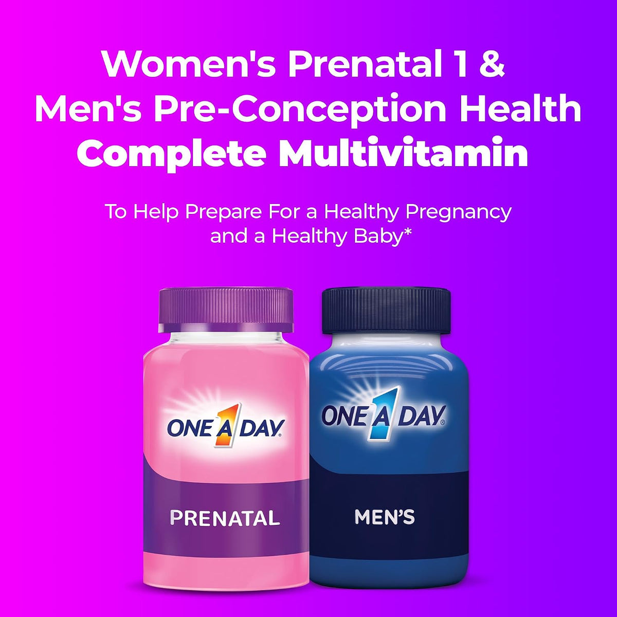 One A Day Men's & Women's Pre-Pregnancy Multivitamin Softgel including Vitamins A, Vitamin C, Vitamin D, B6, B12, Folic Acid & more, 30+30 Count, Supplement for Before, During, and Postnatal