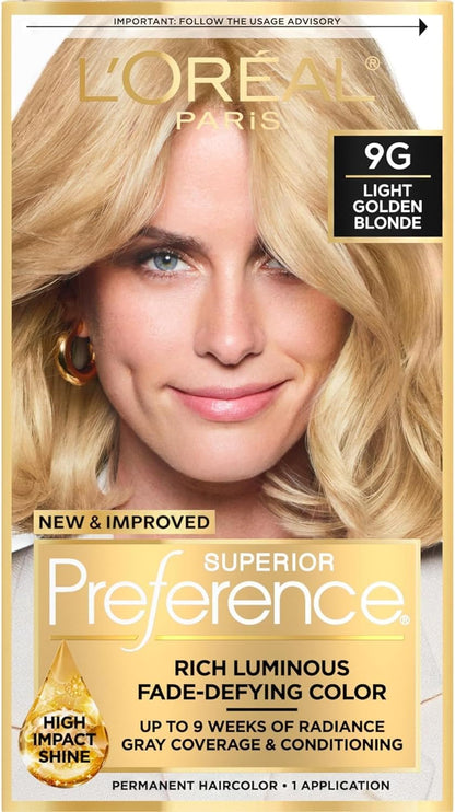 L’Oreal ParisSuperior Preference Rich Luminous Conditioning Colorant, Level 3 Permanent, Light Golden Blonde/Warmer 9G (Pack of 3)