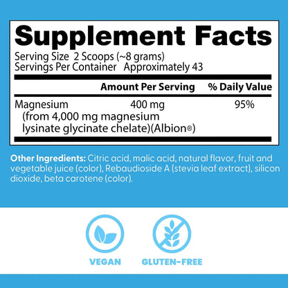 Doctor's Best Magnesium Glycinate Powder, Fruit Punch Flavor, 12.1 oz
