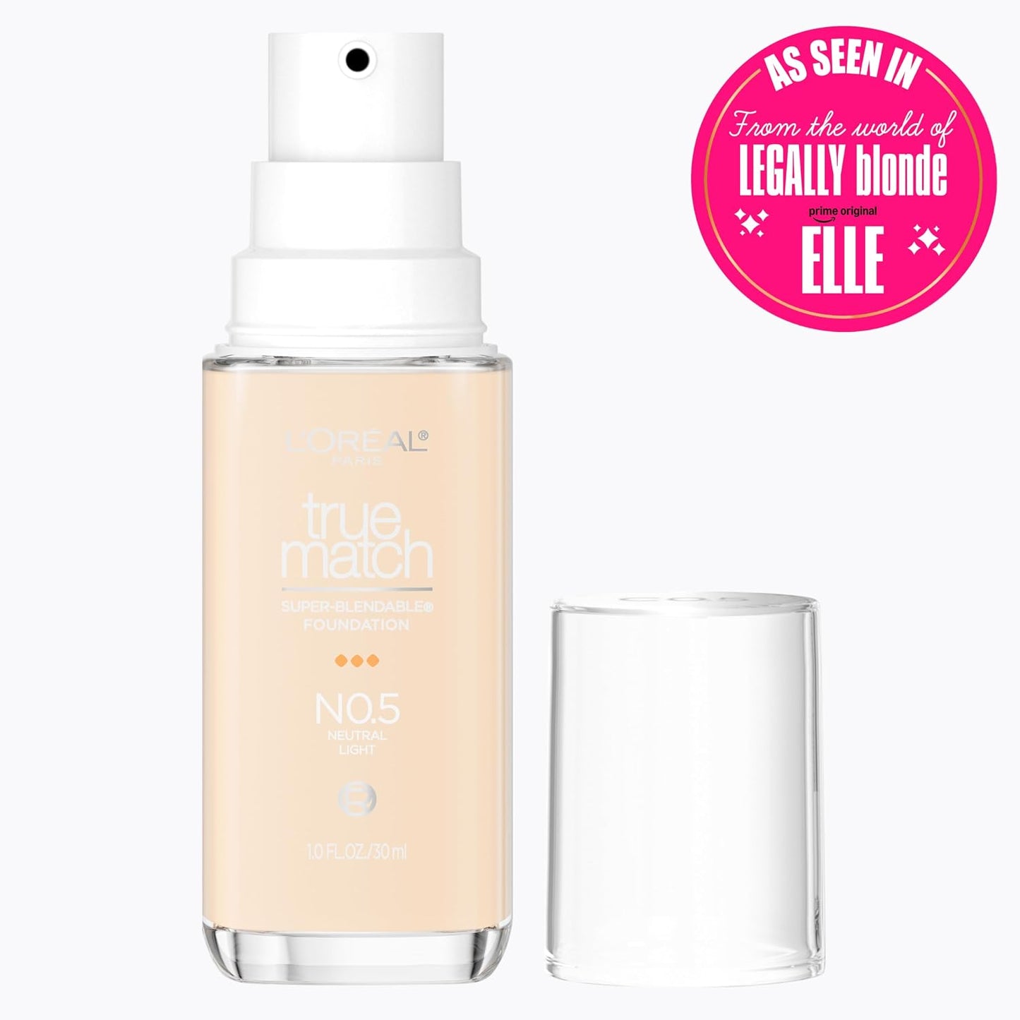 L'Oreal Paris True Match Super-Blendable Foundation, Medium Coverage Liquid Foundation Makeup, N0.5, Light, 1 Fl Oz