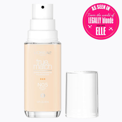 L'Oreal Paris True Match Super-Blendable Foundation, Medium Coverage Liquid Foundation Makeup, N0.5, Light, 1 Fl Oz