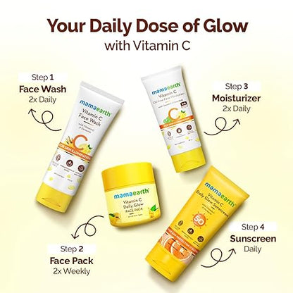 Mamaearth Vitamin C & Kaolin Clay Facial Mask | Enhances Skin Tone & Helps Reduce Spots | Firms, Soothes & Gives Glowing Skin | Face Pack for Skin Illumination | 3.53 Oz/100 g