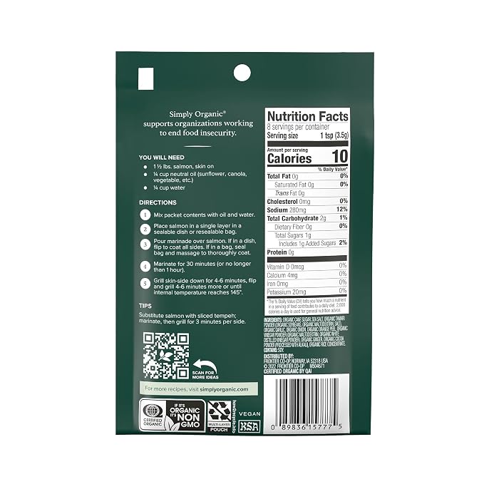Simply Organic Teriyaki Marinade Mix - Certified Organic, Gluten Free, Kosher | 0.99 Ounce (Pack of 1)