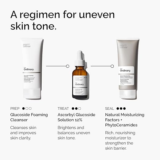 The Ordinary Ascorbyl Glucoside Solution 12%, Vitamin C Serum for Even Skin Tone and Antioxidant Protection, 1 Fl Oz