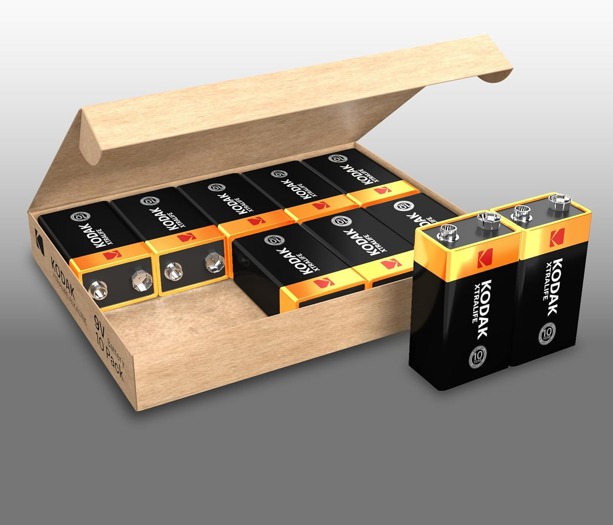 KODAK 9V Alkaline Batteries (10 Pack) Smoke Alarm Battery, 6LR61, PP3