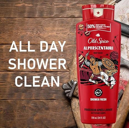 Old Spice Body Wash for Men, AlphaScentauri, Long Lasting Lather, 24.0 fl oz (Pack of 8)
