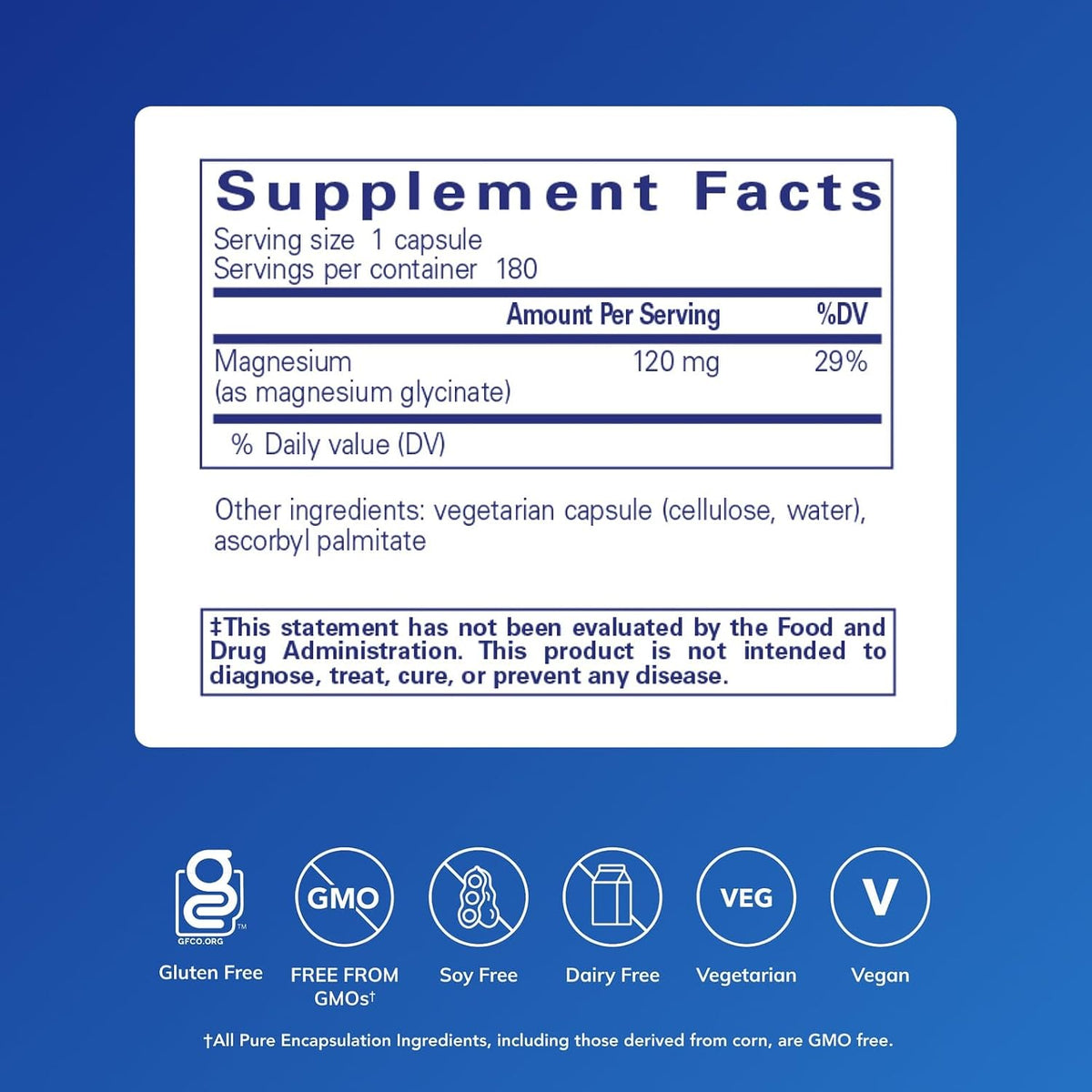 Pure Encapsulations Magnesium (Glycinate), 180 Capsules
