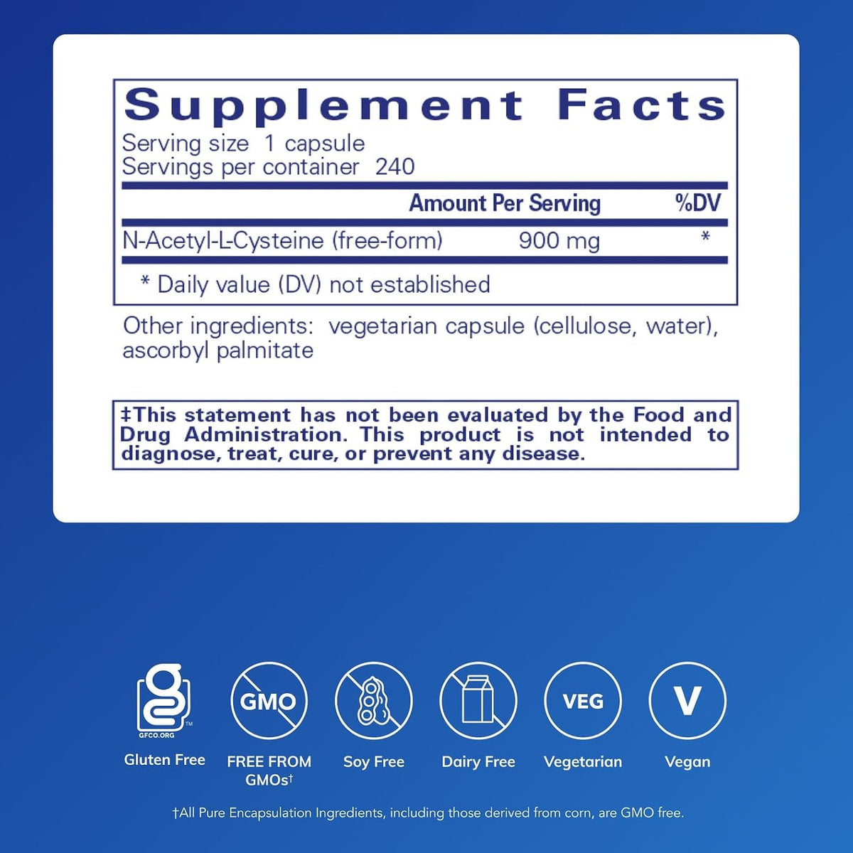 Pure Encapsulations NAC 900 mg, 240 Capsules