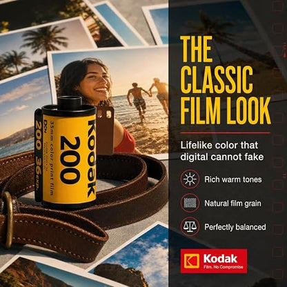Kodak Gold 200 35mm Film Bundle, 3 Rolls, 36 Exposures Each, for 35mm Film Camera Includes Tudak Premium Microfiber Cloth