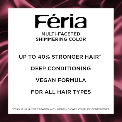 L’Oreal Paris Feria Multi-Faceted Shimmering Permanent Hair Color, High Intensity Hair Dye for 3X Highlights, 42 Burgundy Blush, 1 Hair Dye Kit (Pack of 2)