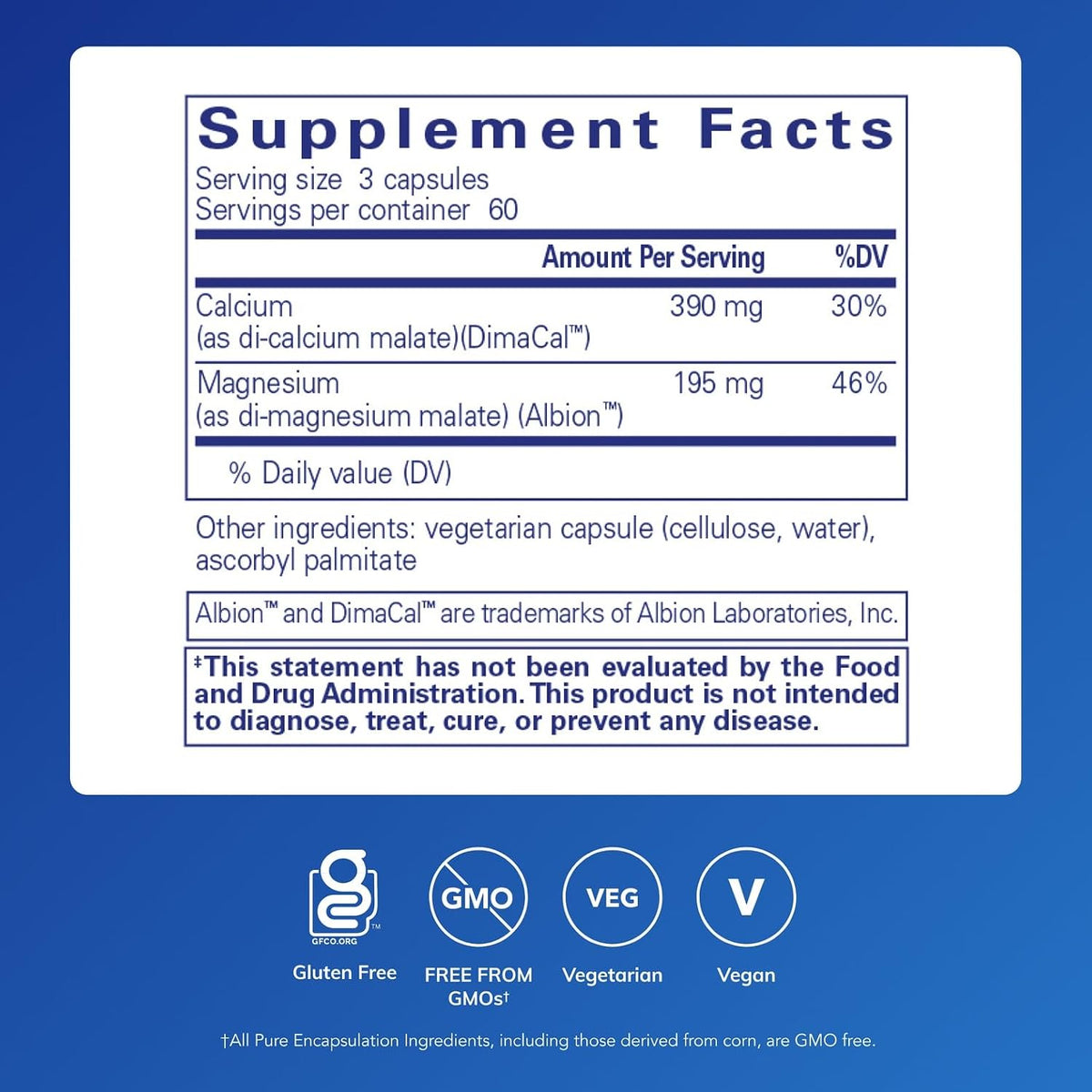 Pure Encapsulations Cal/Mag (Malate) 2:1, 180 Capsules