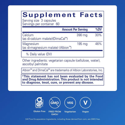 Pure Encapsulations Cal/Mag (Malate) 2:1, 180 Capsules