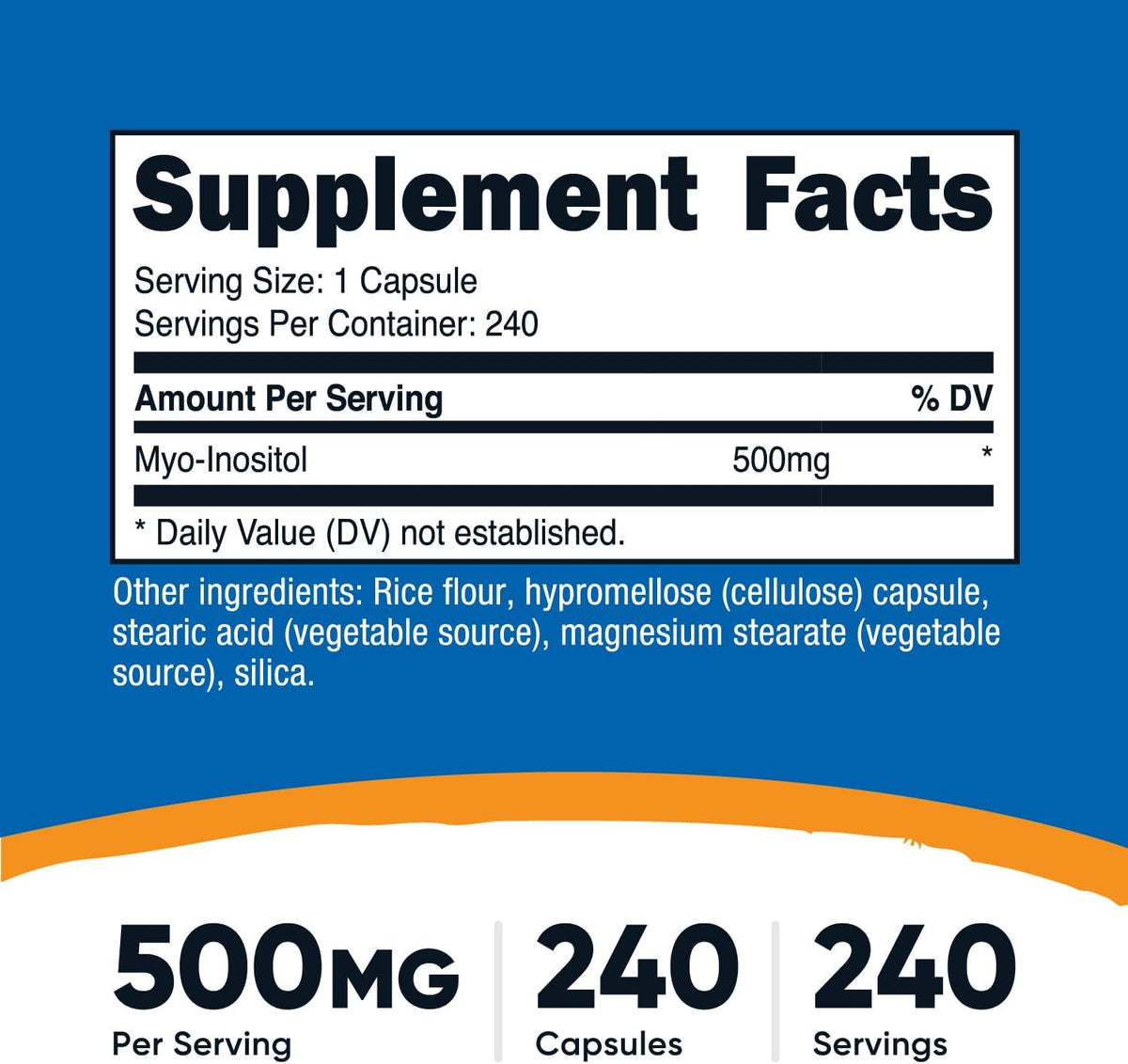 Nutricost Inositol Capsules 500mg, 240 Capsules, (Myo-Inositol), GMO-Free