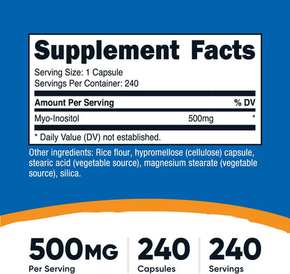 Nutricost Inositol Capsules 500mg, 240 Capsules, (Myo-Inositol), GMO-Free