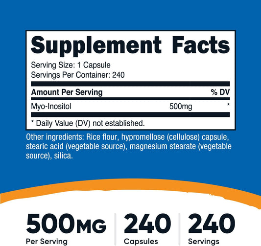 Nutricost Inositol Capsules 500mg, 240 Capsules, (Myo-Inositol), GMO-Free