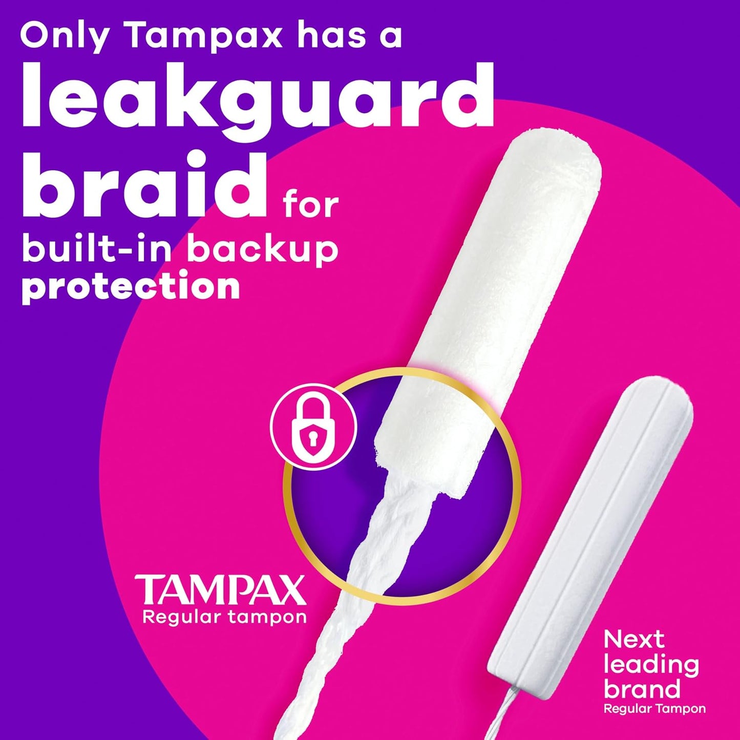 Tampax Radiant Tampons for Women Multipack, with LeakGuard Braid, Regular/Super Absorbency, Unscented, 28 Count, Packaging May Vary
