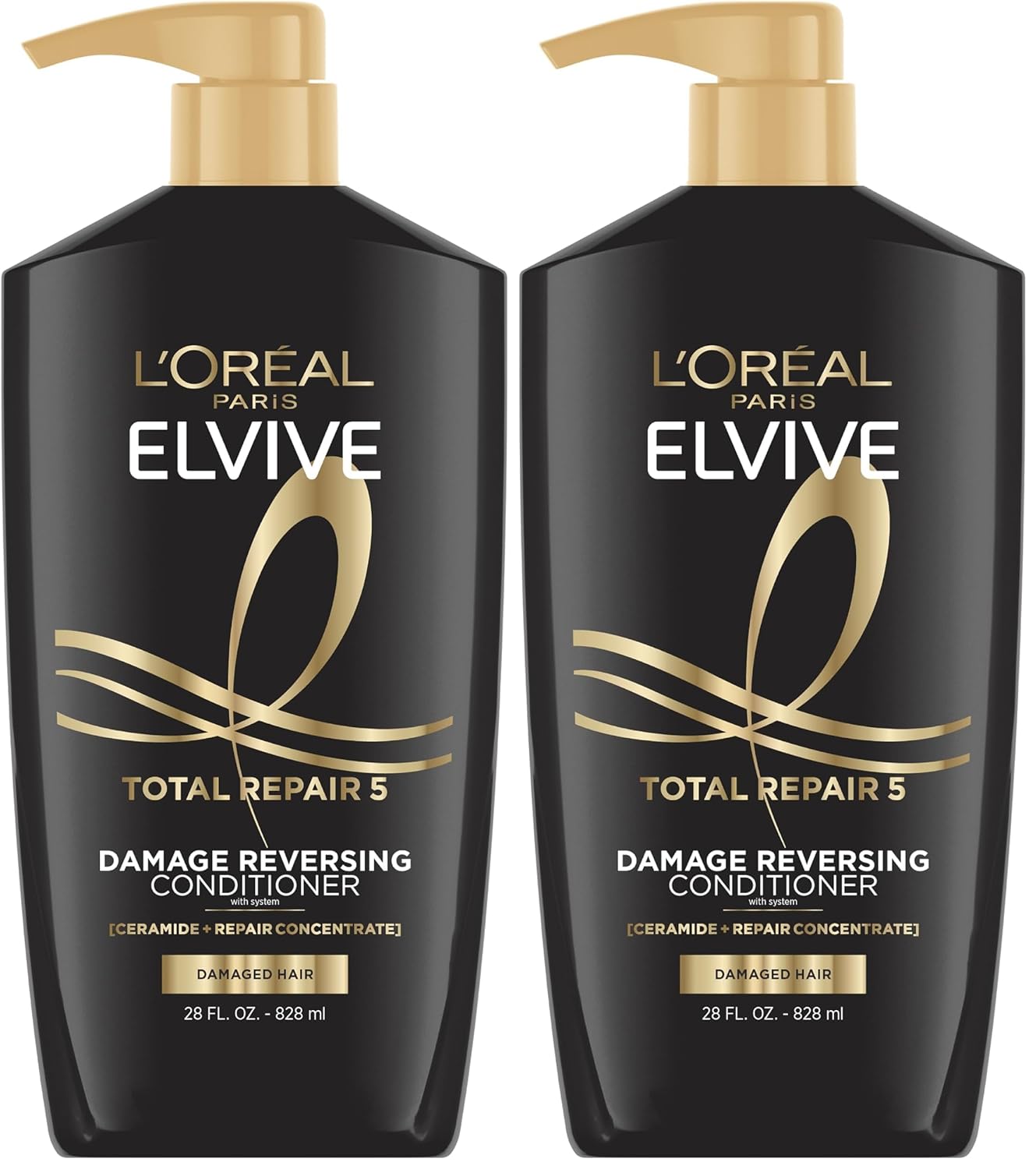 L'Oreal Paris Elvive Total Repair 5 Repairing Conditioner for Damaged Hair Conditioner with Protein and Ceramide for Strong Silky Shiny Healthy Renewed Hair 28 Fl Oz (Pack of 2)