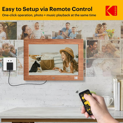 KODAK 10.1 Inch Digital Picture Frame with Remote Control, 1280x800 HD Display Digital Photo Frame, USB or SD Card Required, Auto-Rotate, Supports Photo/Video/Music/Calendar/Slideshow