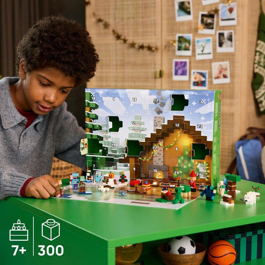 LEGO Minecraft Advent Calendar 2025 Building Toy - Kids Holiday Countdown Set for Boys & Girls, Ages 7+ - 24 Buildable Surprises & 8 Minifigures for Gamers - Collectible Gift for Christmas - 21280